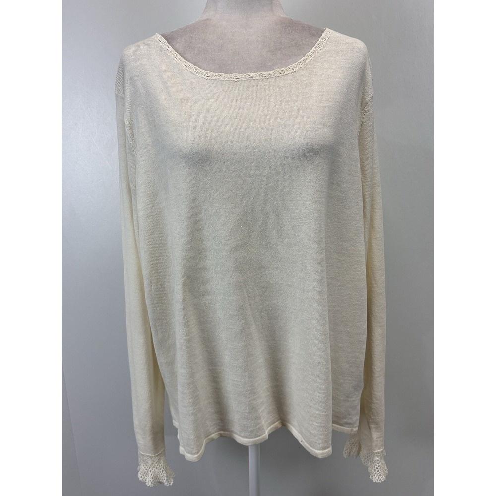 NEW! Lauren Ralph Lauren Linen Blend Sweater Sz 3X Plus Womens Ivory Coastal